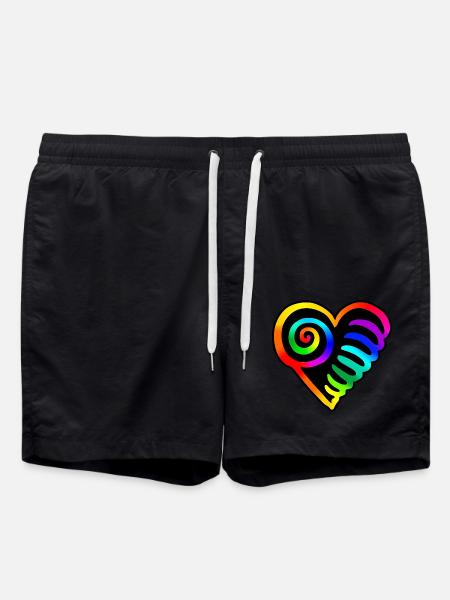 Herz Regenbogen - Badeshorts - Schwarz