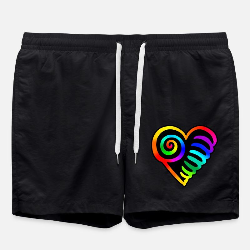 Coeur Arc-en-ciel - Short de bain - noir