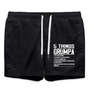 5 Things You Should Know About My Grumpa, Grandpa - Swim Trunks - black - Front - AI Model Male 185 light (185cm)