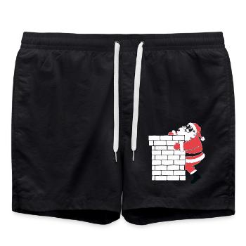 Weihnachtsmann Silhouette Minimalistischer Stil - Badeshorts - Schwarz - Vorne - AI Model Male 185 light (185cm)
