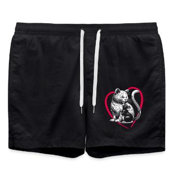 Cat and Mouse and Friendship Peace and Love - Swim Trunks - black - Front - AI Model Male 185 light (185cm)
