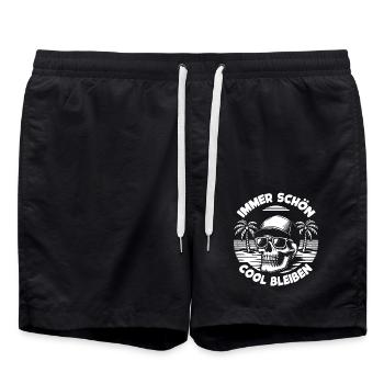 Skull mit Basecap Sonnenbrille am Strand - Badeshorts - Schwarz - Vorne - AI Model Male 185 light (185cm)