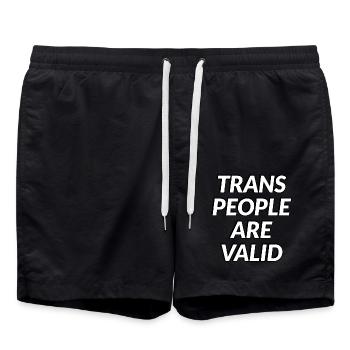 Trans People Are Valid - Swim Trunks - black - Front - AI Model Male 185 light (185cm)