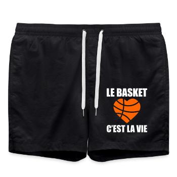 Basketball ist Leben, Basketball, Basketball, Sport - Badeshorts - Schwarz - Vorne - AI Model Male 185 light (185cm)