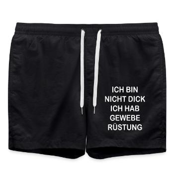 Lustige Sprüche Geweberüstung Nicht Dick - Badeshorts - Schwarz - Vorne - AI Model Male 185 light (185cm)