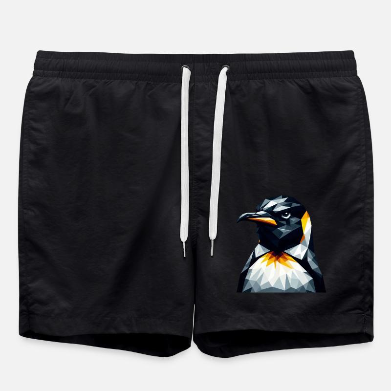 pingouin géométrique polygone math art - Short de bain - noir