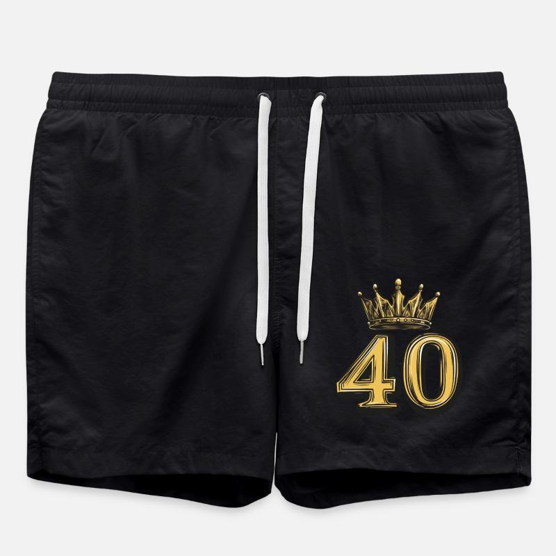 40 Zahl Krone - Badeshorts - Schwarz