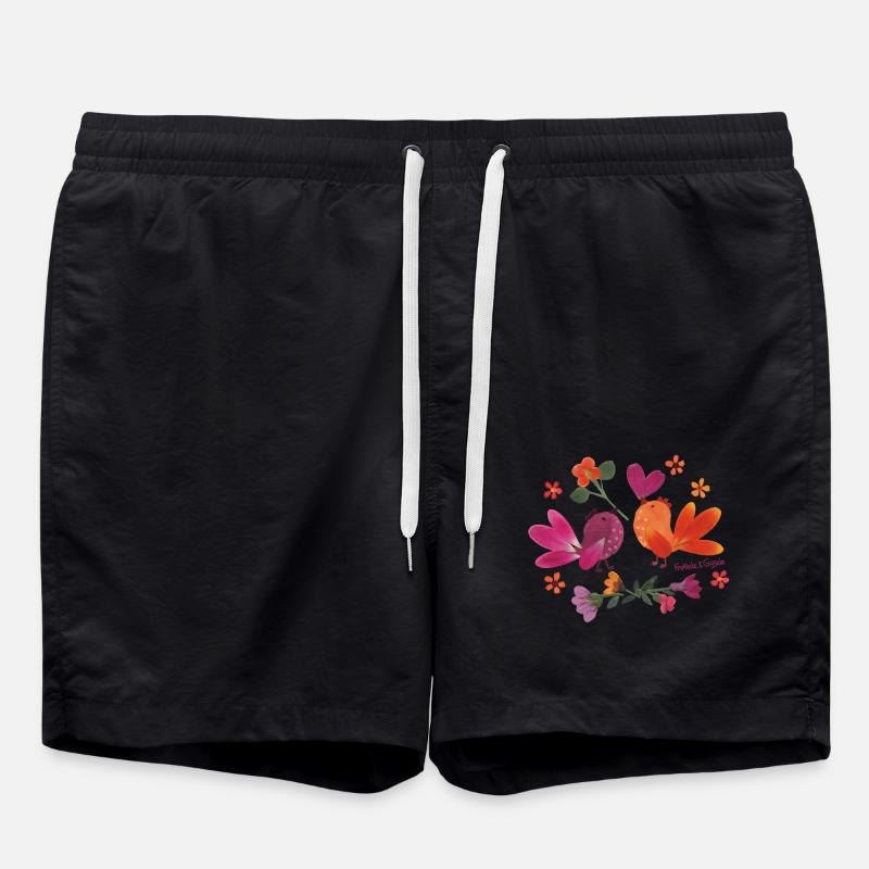 Oiseaux en fleurs - Short de bain - noir