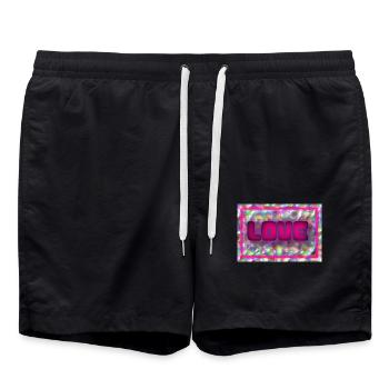 JUST MARRIED. EVJF. SAINT VALENTIN. COUPLE. LOVE - Short de bain - noir - Devant - AI Model Male 185 light (185cm)