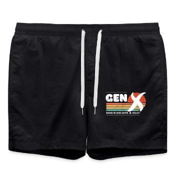 Sonnenuntergang der Generation X - Weiß - Badeshorts - Schwarz - Vorne - AI Model Male 185 light (185cm)