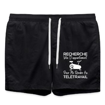 Telearbeit, Arbeitshumor, Bürohumor - Badeshorts - Schwarz - Vorne - AI Model Male 185 light (185cm)