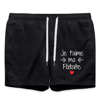 Je t'aime ma Patate - Short de bain - noir - Devant - AI Model Male 185 light (185cm)