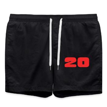 20. 20 YEARS. 20TH ANNIVERSARY. BIRTHDAY 20 YEARS. - Swim Trunks - black - Front - AI Model Male 185 light (185cm)