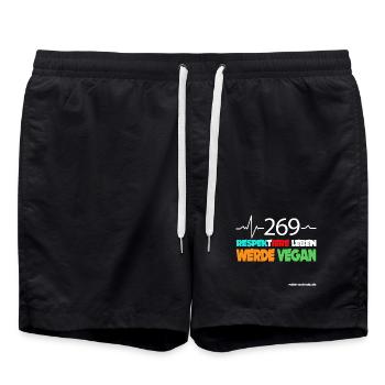 RESPEKTIERE LEBEN 269 - Badeshorts - Schwarz - Vorne - AI Model Male 185 light (185cm)