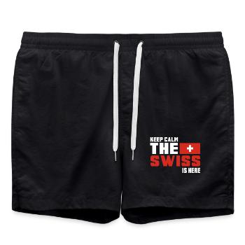 Restez calme le Suisse est là Suisse Cadeau - Short de bain - noir - Devant - AI Model Male 185 light (185cm)