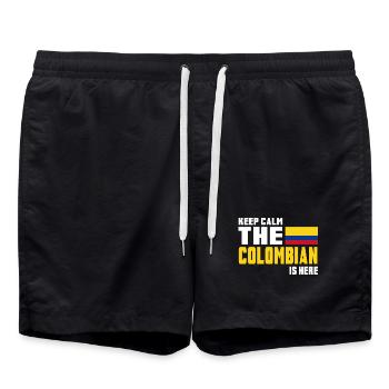 Keep calm Kolumbien / Geschenk Flagge Südamerika - Badeshorts - Schwarz - Vorne - AI Model Male 185 light (185cm)
