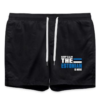 Keep calm Estonie / Cadeau Tallinn Europe de l’Est - Short de bain - noir - Devant - AI Model Male 185 light (185cm)
