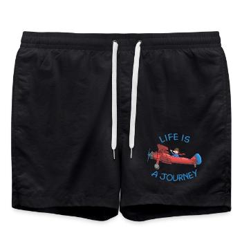 Avion - la vie est un voyage - Short de bain - noir - Devant - AI Model Male 185 light (185cm)