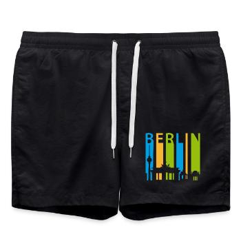 Berliner Schiftzug mit Silhouette - Badeshorts - Schwarz - Vorne - AI Model Male 185 light (185cm)