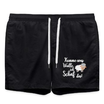 Ich schaffe das, ich Schaf das lustiges Motiv - Badeshorts - Schwarz - Vorne - AI Model Male 185 light (185cm)