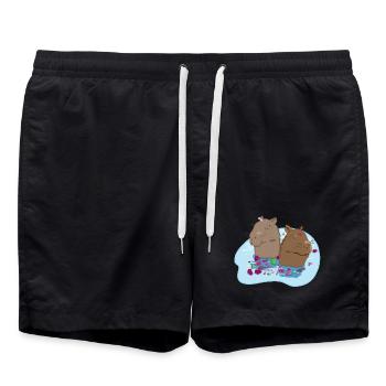 Capybaras verliebt - Badeshorts - Schwarz - Vorne - AI Model Male 185 light (185cm)