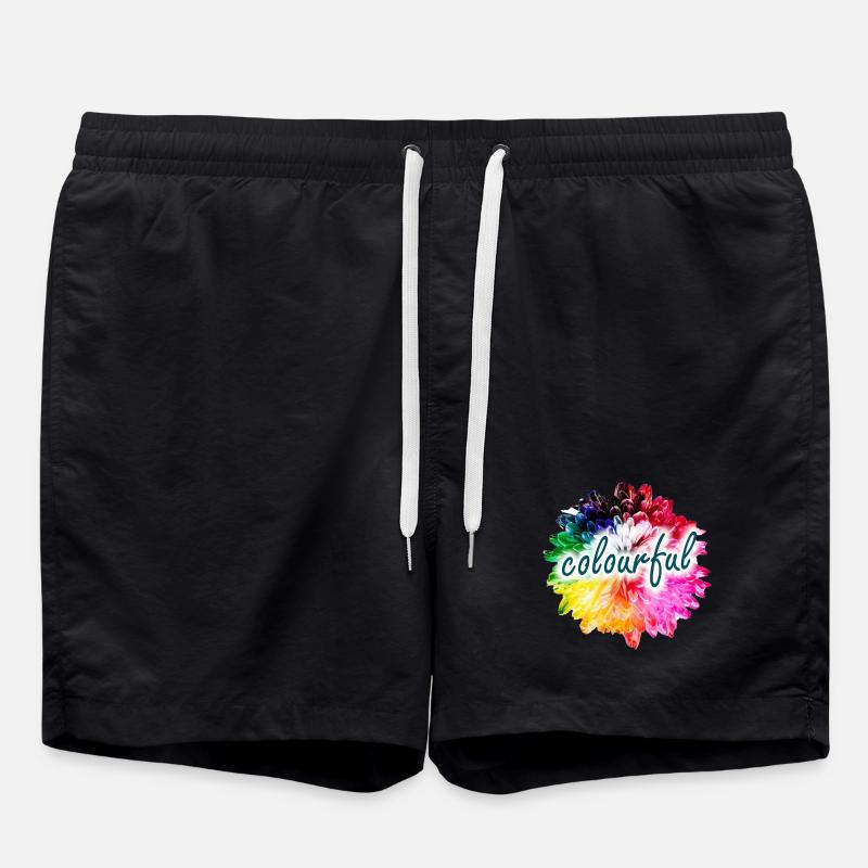 Regenbogenblume Farbexplosion - Badeshorts - Schwarz