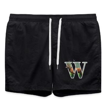 W Wapiti alphabet animaux - Short de bain - noir - Devant - AI Model Male 185 light (185cm)