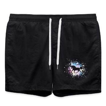 Pferde Grafik Pferdemotiv Bunt Pferdefan Geschenk - Badeshorts - Schwarz - Vorne - AI Model Male 185 light (185cm)