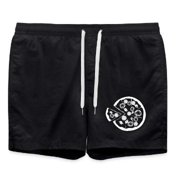 Pizza Pizzaria Restaurant Bar Illustration de la nourriture - Short de bain - noir - Devant - AI Model Male 185 light (185cm)