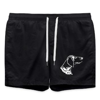 Deutsch Kurzhaar Kopf "Black Edition" - Badeshorts - Schwarz - Vorne - AI Model Male 185 light (185cm)
