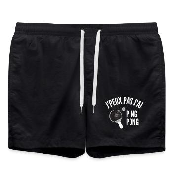 ping-pong, ping-pong sport, pongiste - Short de bain - noir - Devant - AI Model Male 185 light (185cm)