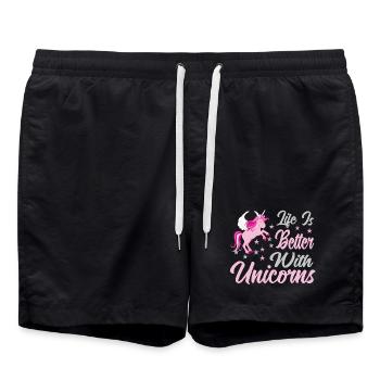 Leben ist besser mit Einhörnern - Badeshorts - Schwarz - Vorne - AI Model Male 185 light (185cm)