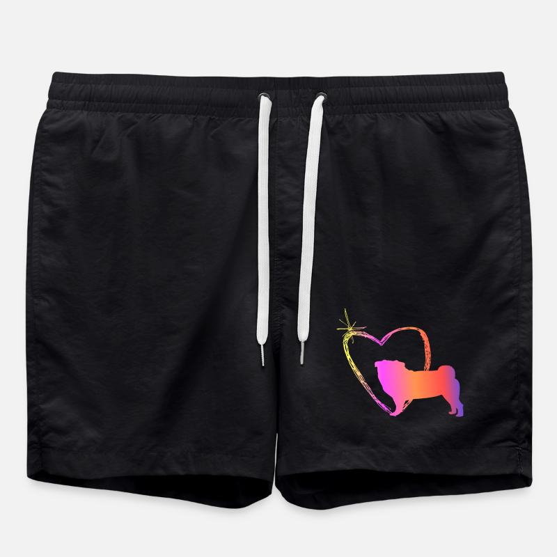 Mops mit Herz - Badeshorts - Schwarz