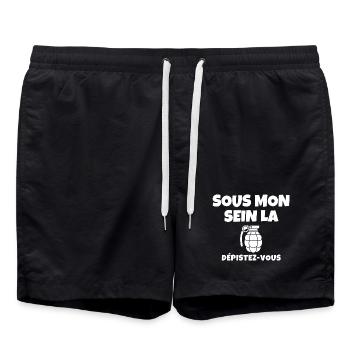 cancer, cancer du sein, octobre rose - Short de bain - noir - Devant - AI Model Male 185 light (185cm)