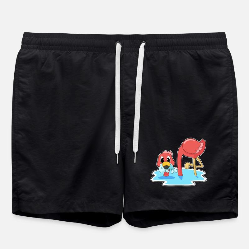 Flamingo Fish - Swim Trunks - black