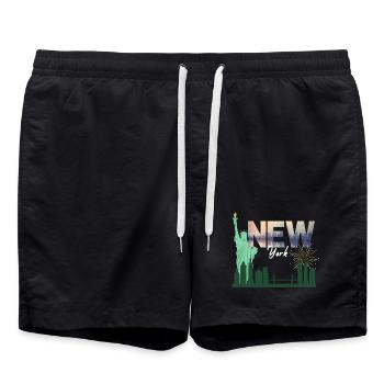 New York Skyline Fireworks - Swim Trunks - black - Front - AI Model Male 185 light (185cm)