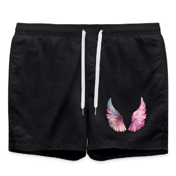 Pastel Watercolor Wings for Women - Swim Trunks - black - Front - AI Model Male 185 light (185cm)