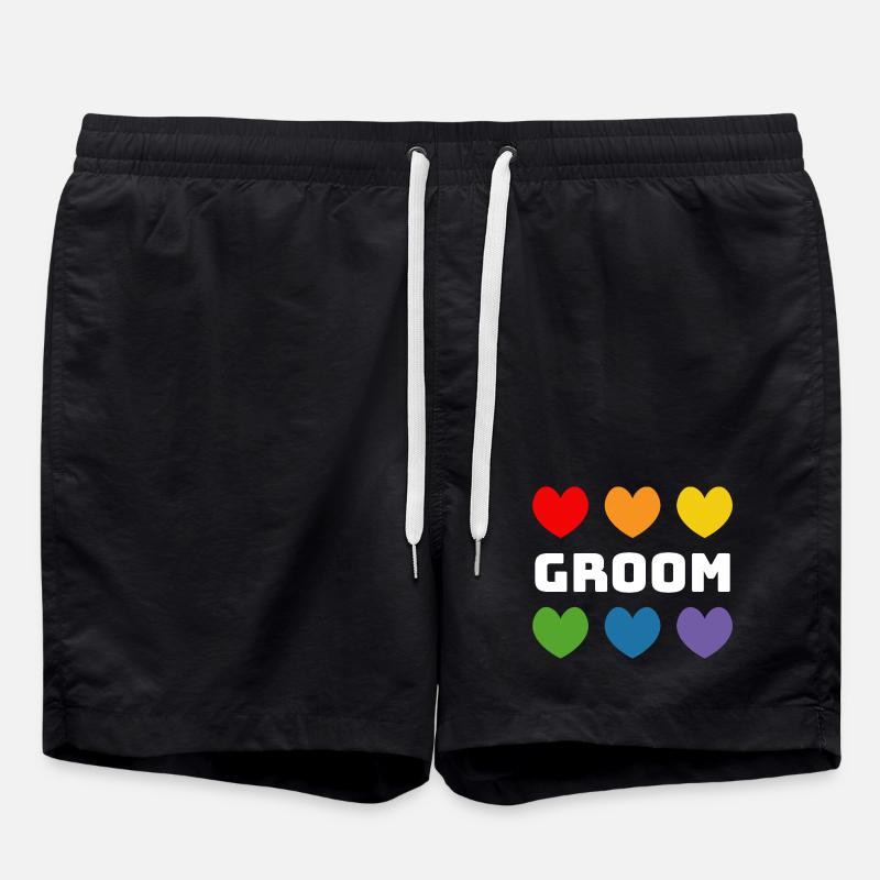 Rainbow Hearts Groom blanc - Short de bain - noir
