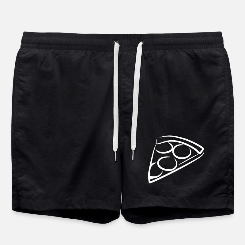 Pizza Sketch - Swim Trunks - black