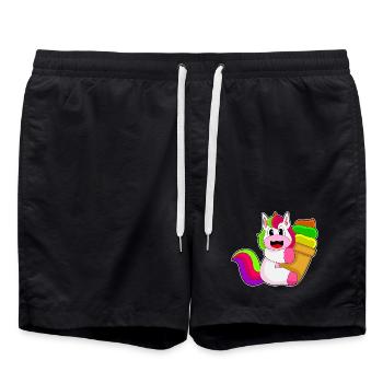 Unicorn Waffle Ice Cream - Swim Trunks - black - Front - AI Model Male 185 light (185cm)