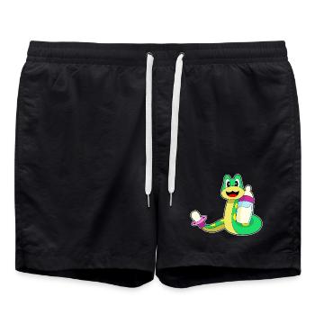 Schlange Babyflasche Milch - Badeshorts - Schwarz - Vorne - AI Model Male 185 light (185cm)