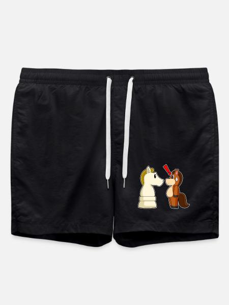 Pferd Schachfigur Springer Schach - Badeshorts - Schwarz