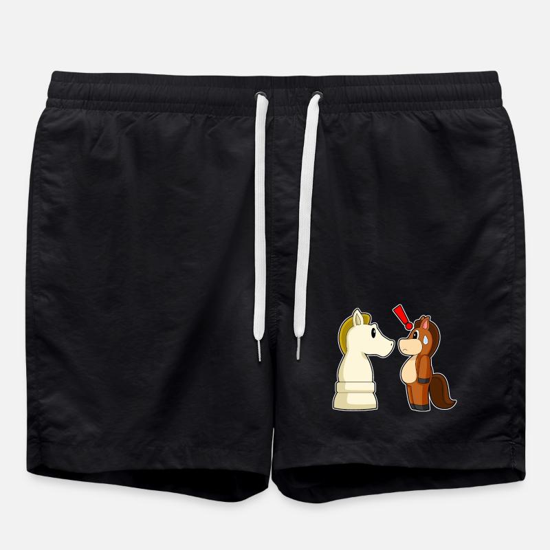 Pferd Schachfigur Springer Schach - Badeshorts - Schwarz