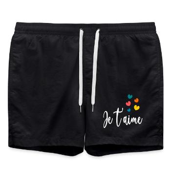 CHRISTMAS. YEAR. ANNIVERSARY. RETIREMENT. FEAST. HEART. - Swim Trunks - black - Front - AI Model Male 185 light (185cm)