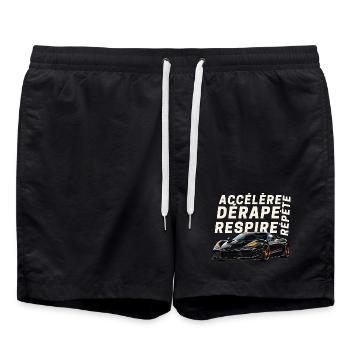 Voiture sport et lettres dynamiques - Short de bain - noir - Devant - AI Model Male 185 light (185cm)