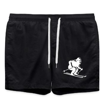 Monkey Gorilla Chimpanzee Ski Silhouette Design - Swim Trunks - black - Front - AI Model Male 185 light (185cm)