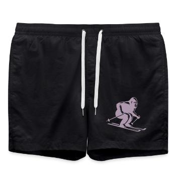 Monkey Gorilla Chimpanzee Ski Silhouette Design - Swim Trunks - black - Front - AI Model Male 185 light (185cm)