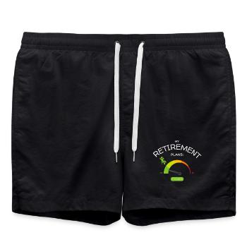 Retirement Plans: Relaxed Low Stress Levels - Swim Trunks - black - Front - AI Model Male 185 light (185cm)