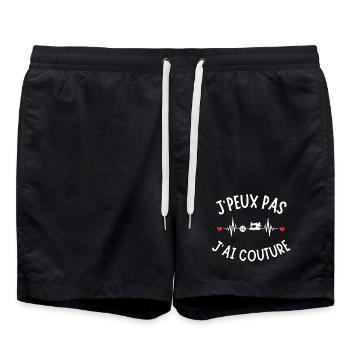 Sewing, embroidery, sewing machine - Swim Trunks - black - Front - AI Model Male 185 light (185cm)