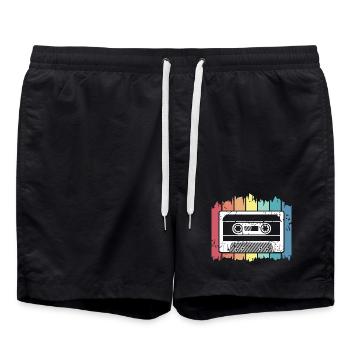 Cassette musique rétro enregistre des couleurs vintage logo - Short de bain - noir - Devant - AI Model Male 185 light (185cm)